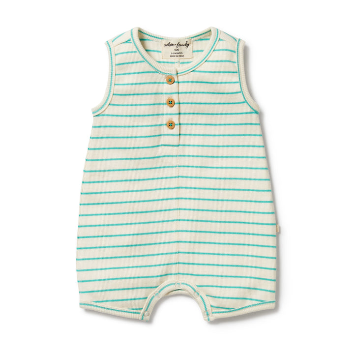 Wilson and Frenchy Petit Green Organic Henley Growsuit