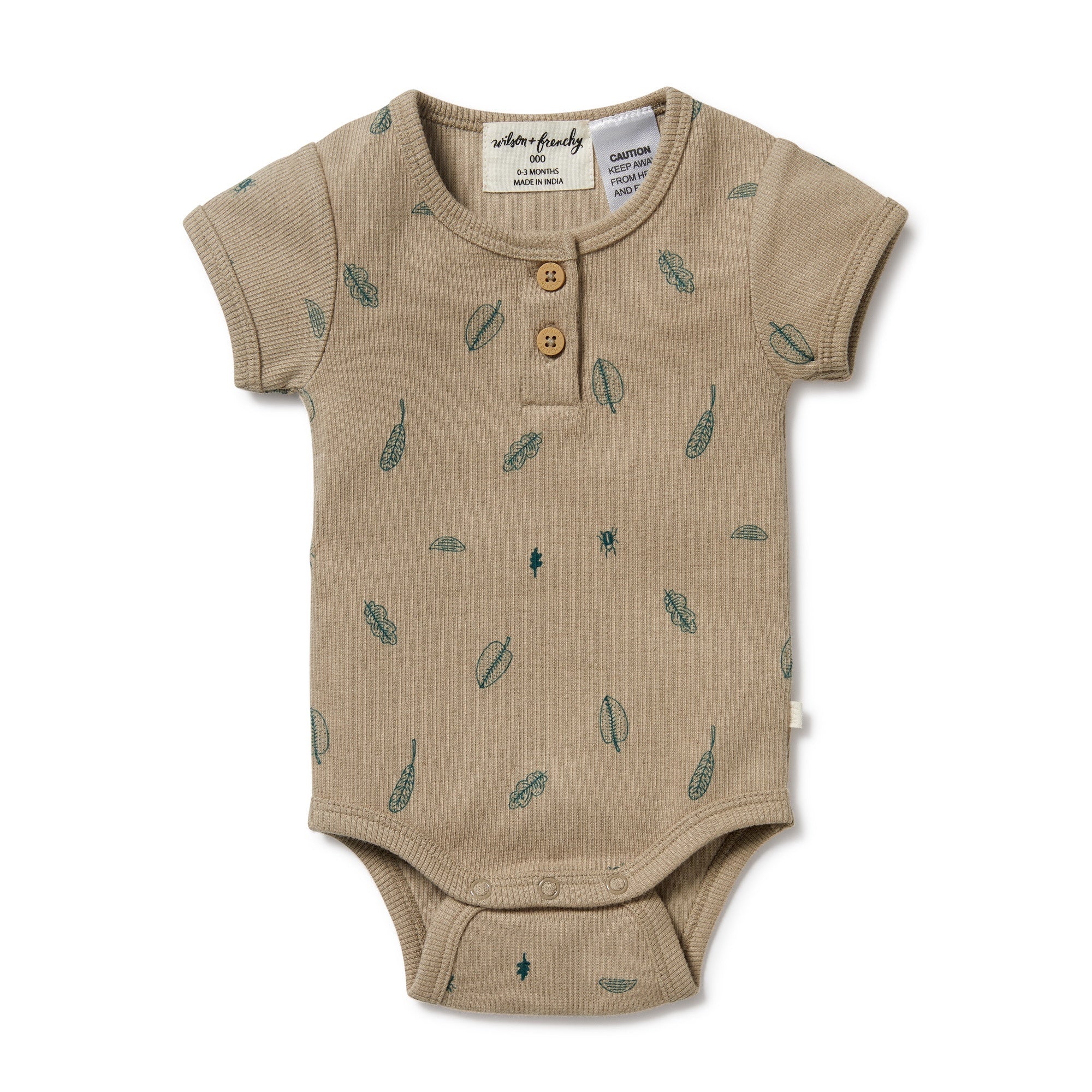 Jungle Leaf Organic Henley Bodysuit