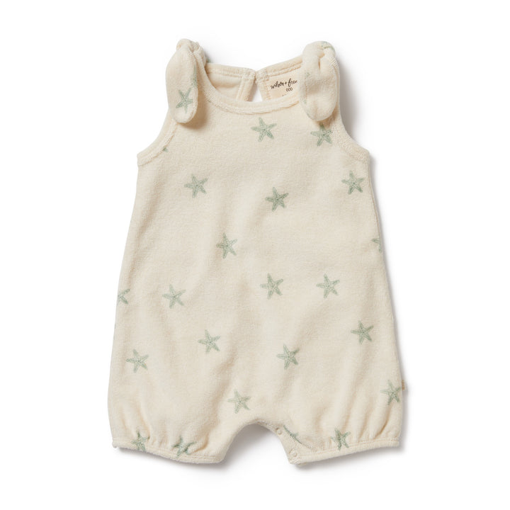 Wilson and Frenchy Tiny Starfish Organic Terry Tie Playsuit
