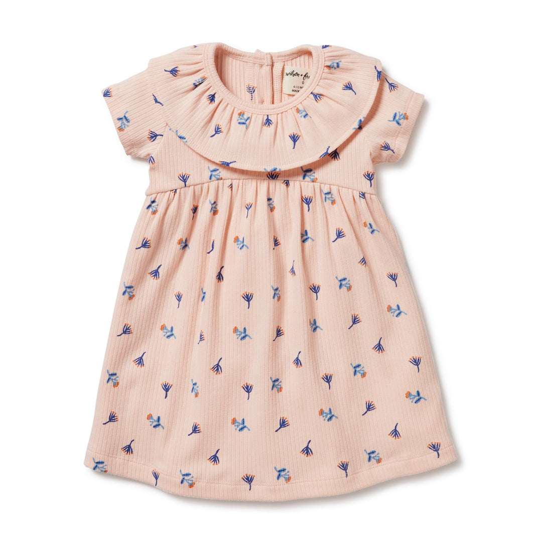 Wilson and Frenchy Little Flower Organic Rib Ruffle Dress