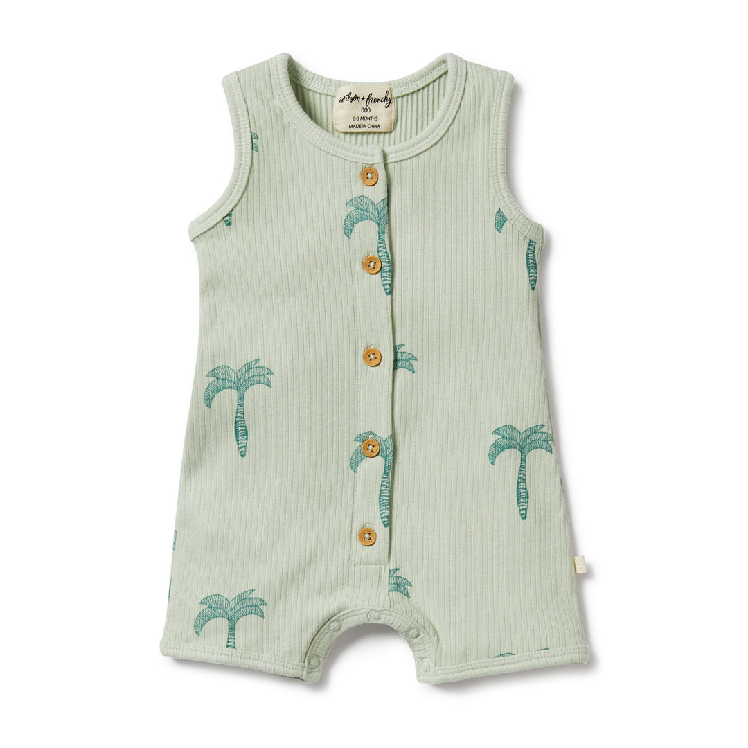 Wilson and Frenchy Palm Tree Organic Rib Growsuit