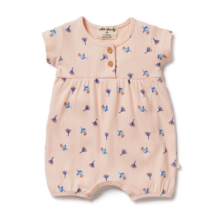 Wilson and Frenchy Little Flower Organic Rib Playsuit