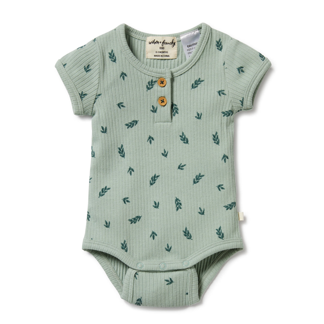 Wilson and Frenchy Falling Leaf Organic Rib Henley Bodysuit