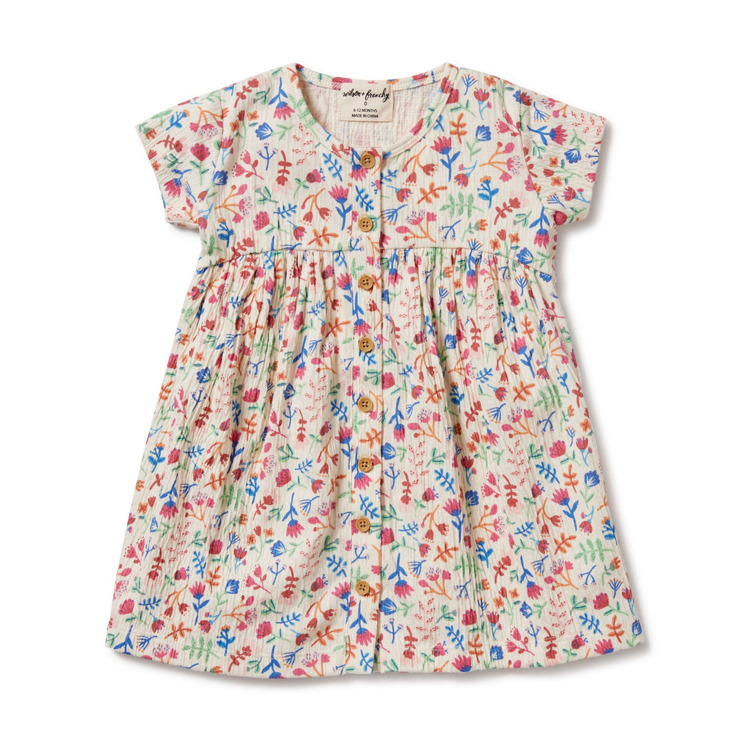 Wilson and Frenchy Tropical Garden Crinkle Button Dress