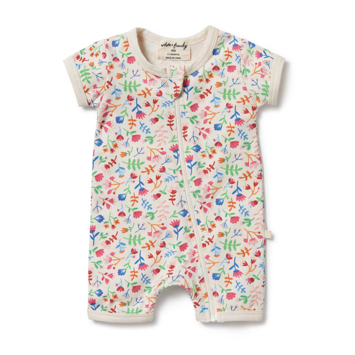 Wilson and Frenchy Tropical Garden Organic Boyleg Zipsuit