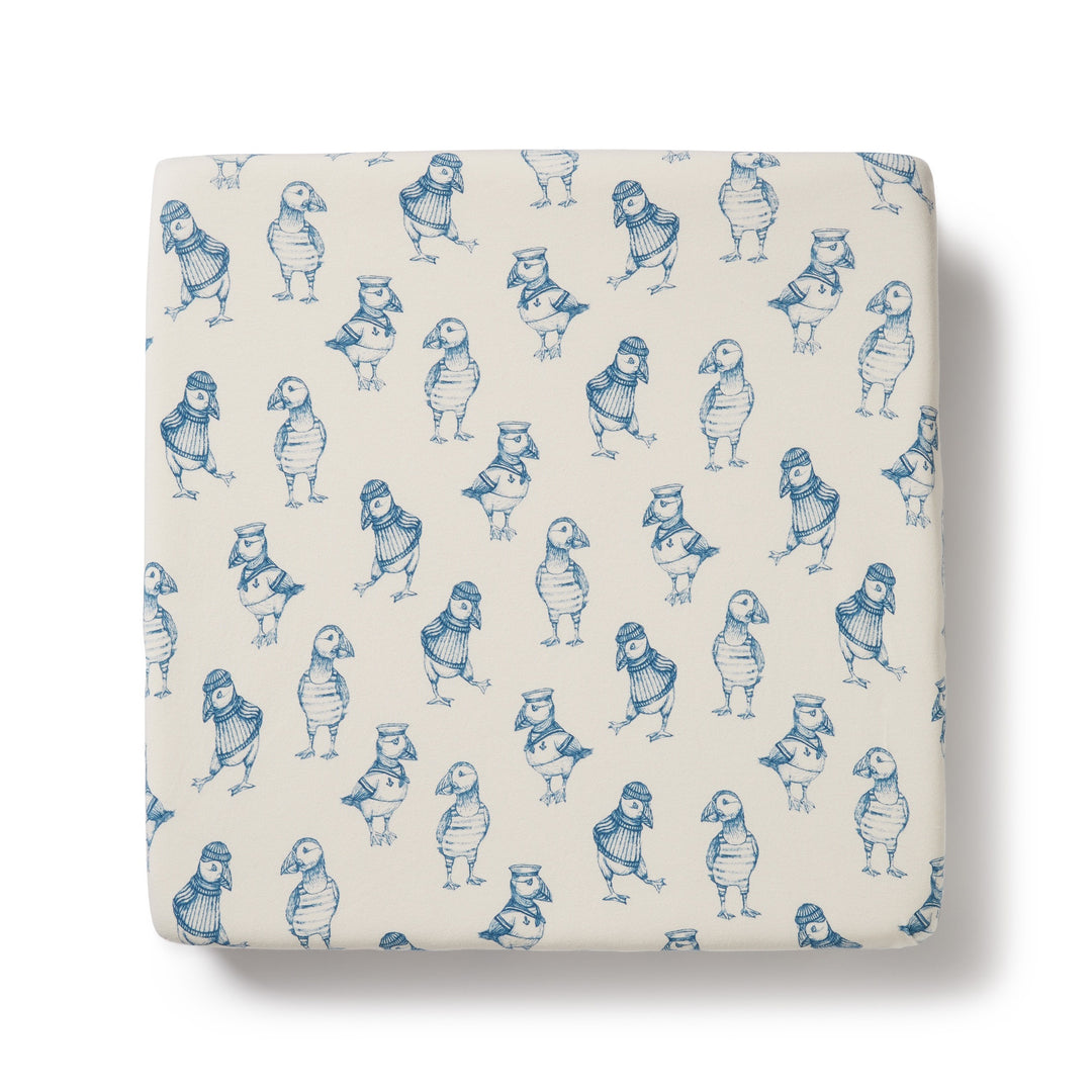 Wilson and Frenchy Petit Puffin Organic Cot Sheet