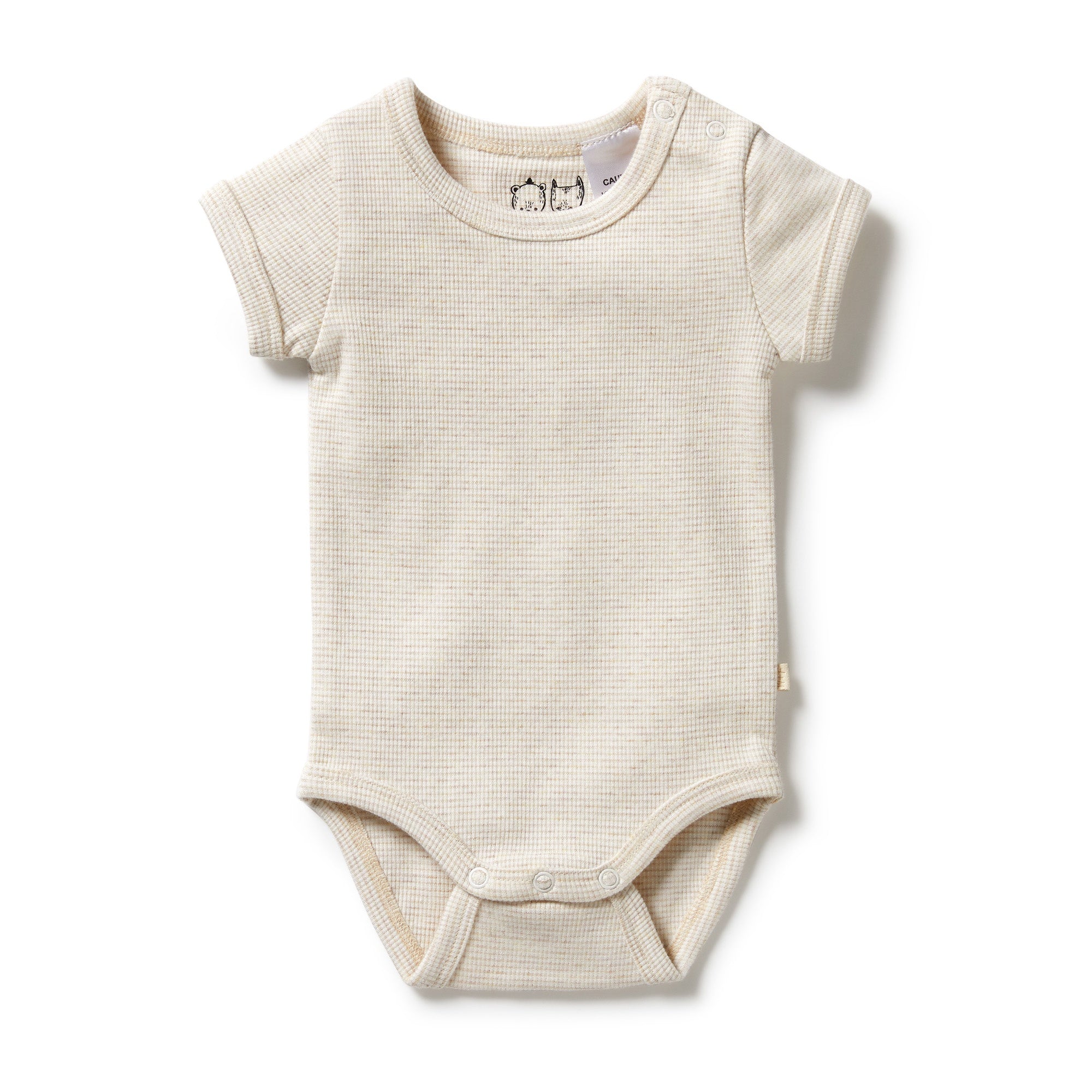 Organic Stripe Rib Bodysuit - Oatmeal