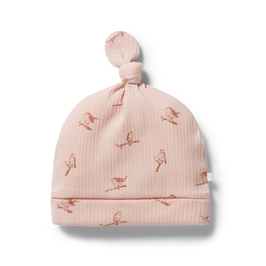 Organic Rib Knot Hat - Robin