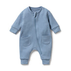 Organic Quilted Growsuit - Storm Blue