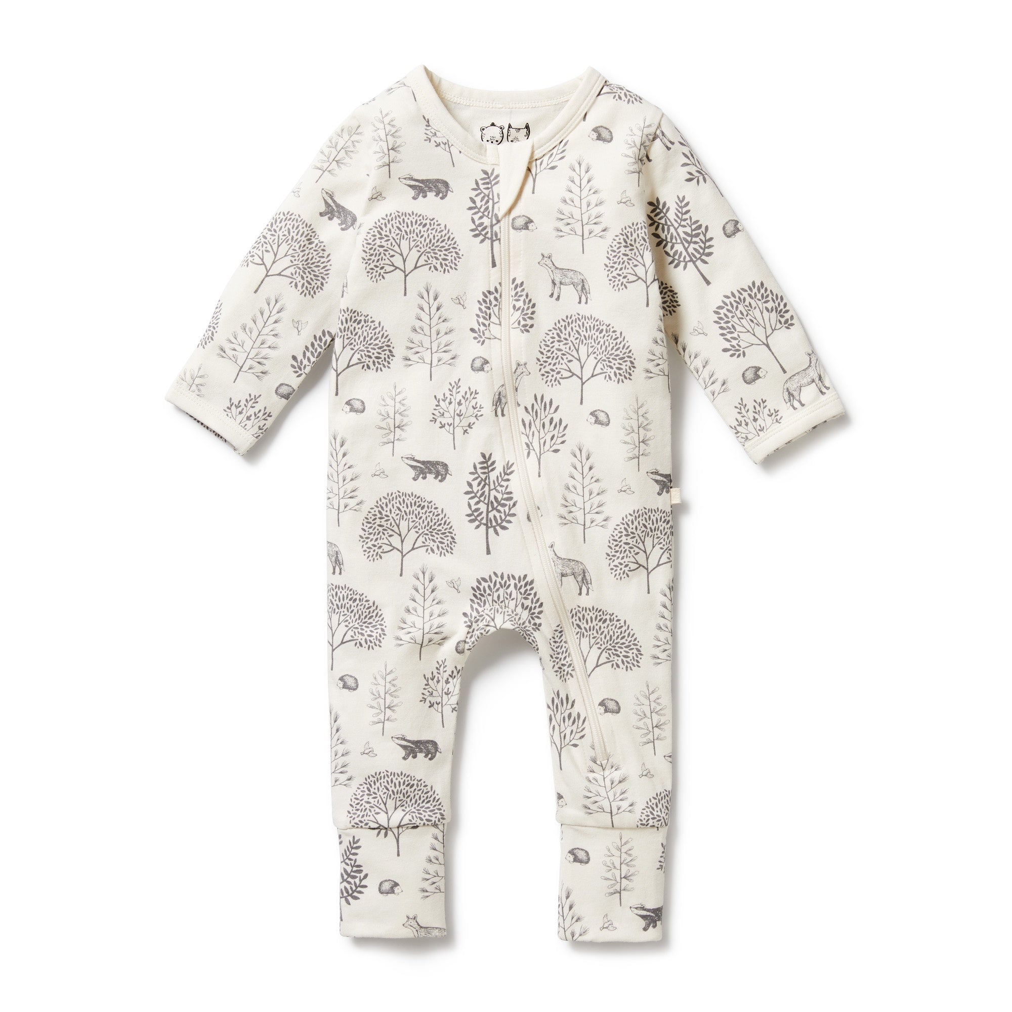 Organic Zipsuit with Feet - Woodland