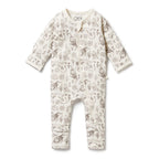 Organic Zipsuit with Feet - Tribal Woods
