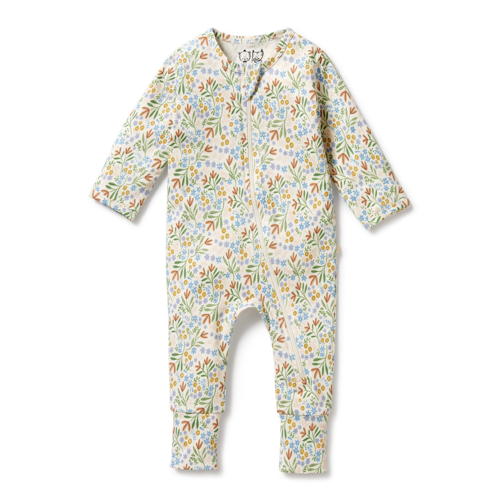 Organic Zipsuit with Feet - Tinker Floral