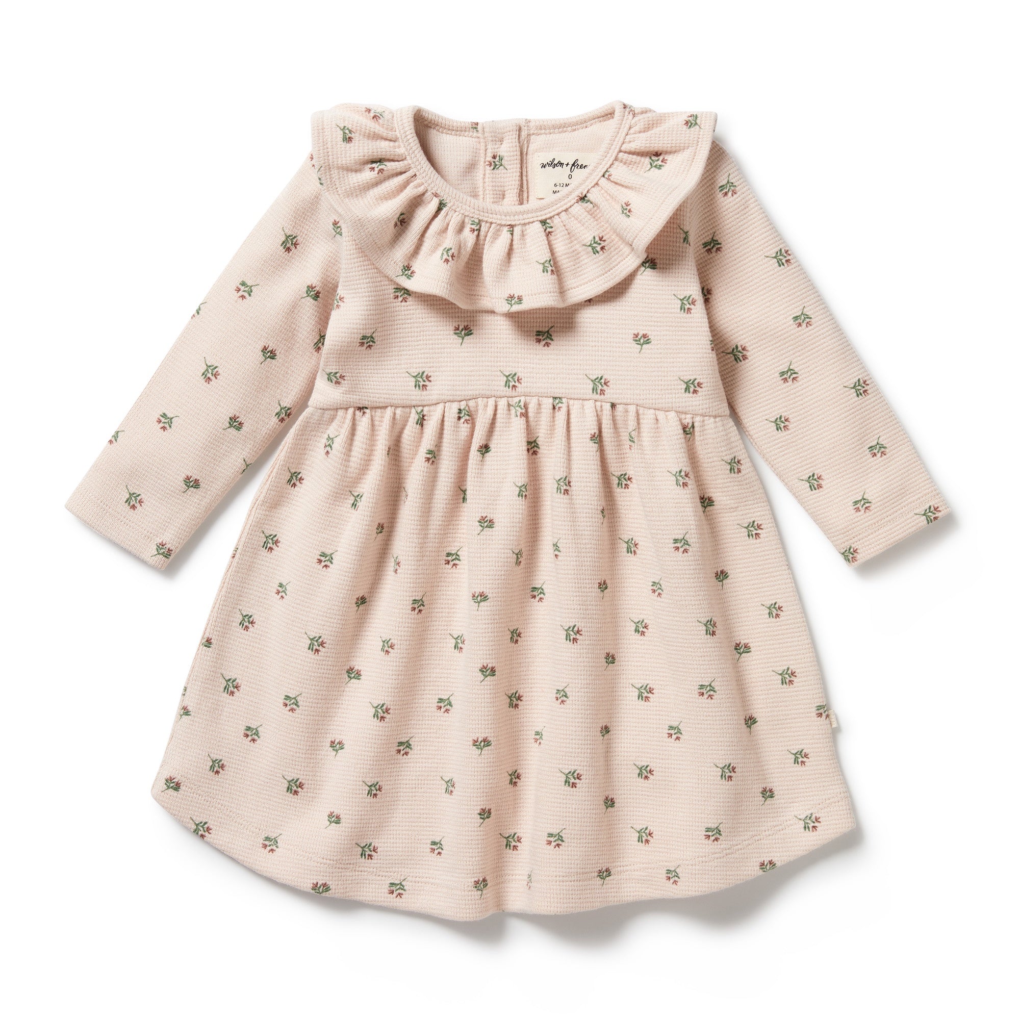 Organic Waffle Ruffle Dress - Emily Floral