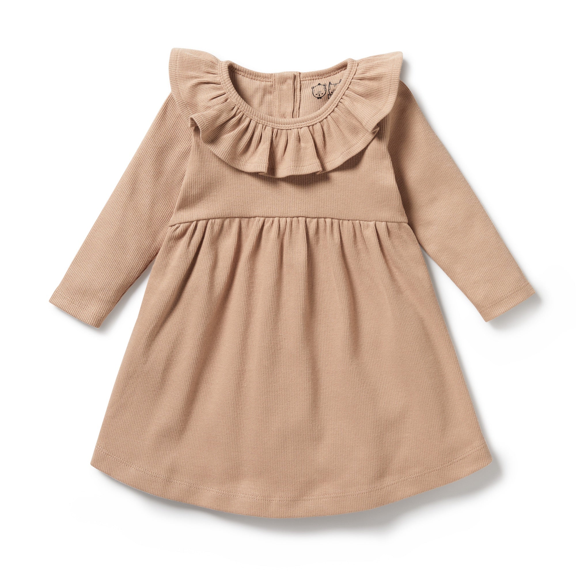 Organic Ruffle Dress - Fawn