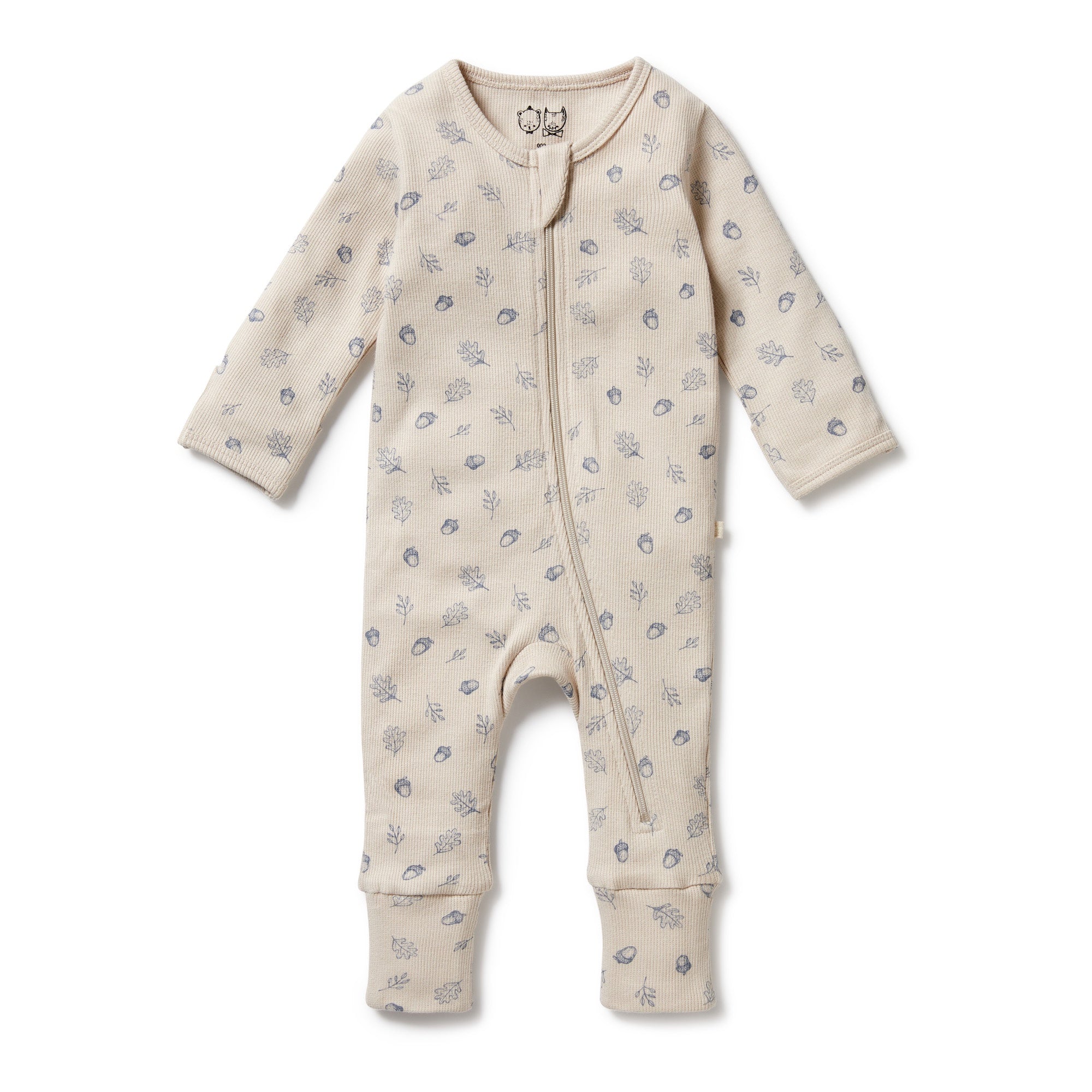 Organic Zipsuit with Feet - Falling Oak