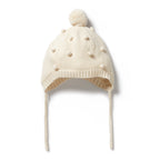 Knitted Bauble Bonnet - Ecru