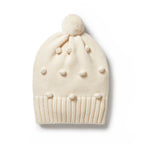 Knitted Bauble Hat - Ecru