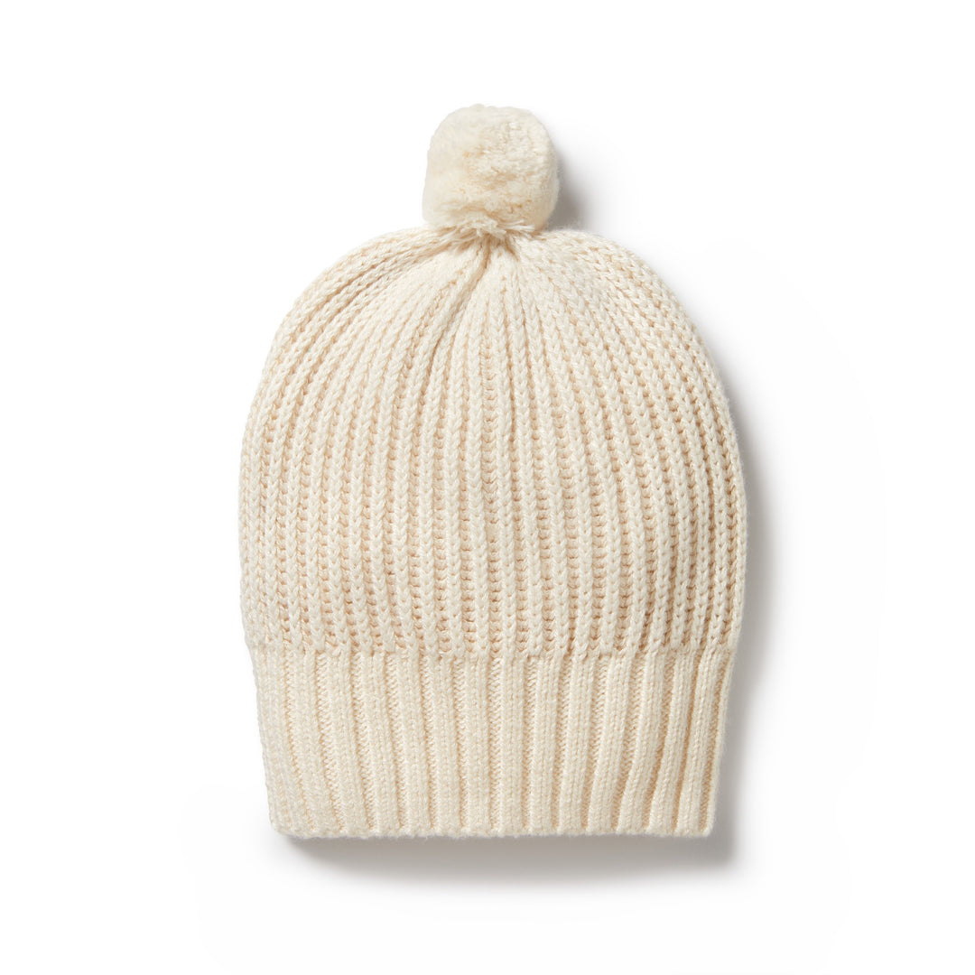 Wilson and Frenchy Knitted Ribbed Hat - Ecru
