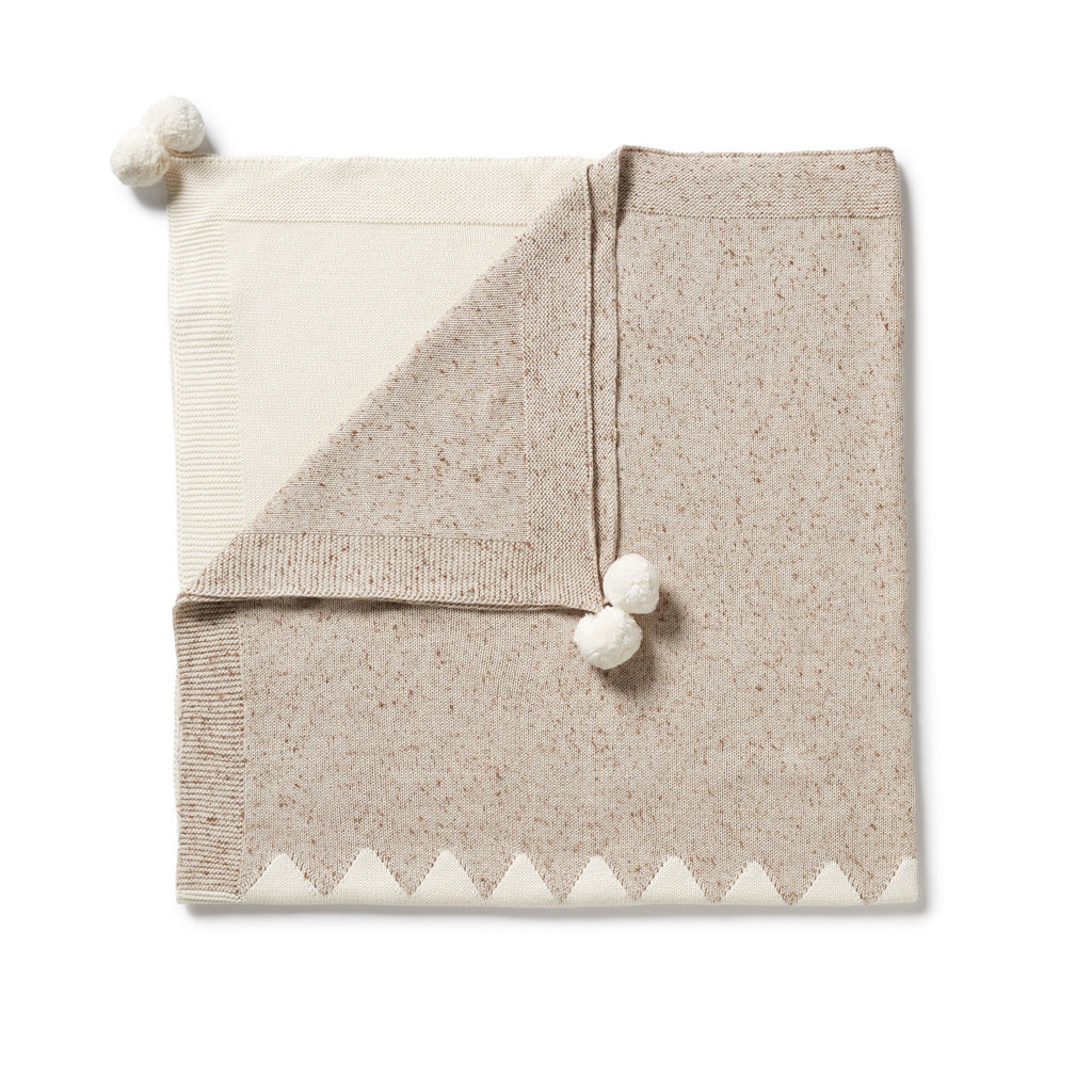 Knitted Jacquard Blanket - Almond Fleck