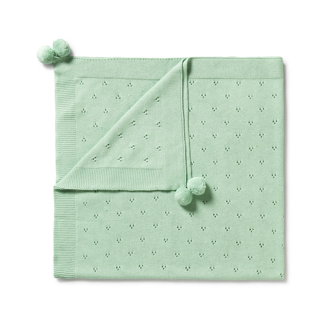 Wilson and Frenchy Knitted Pointelle Blanket - Mint Green