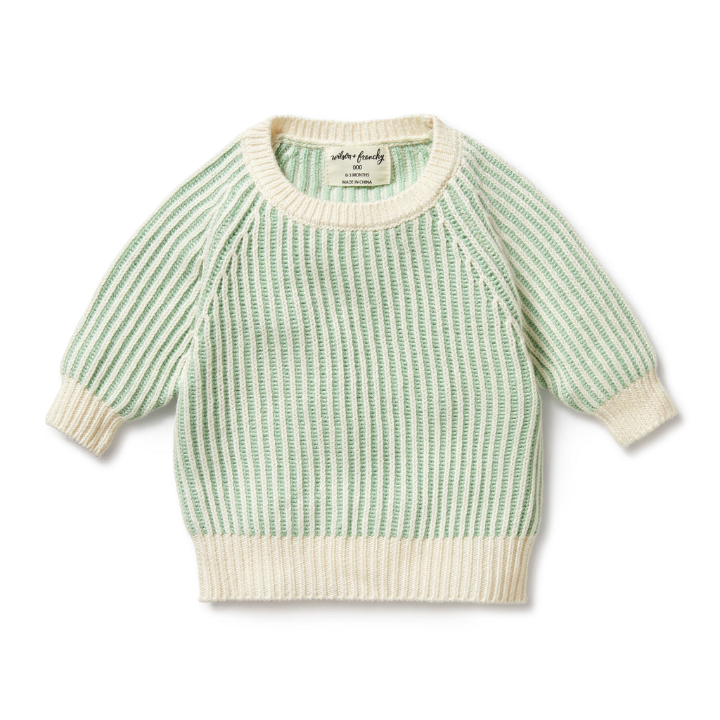 Knitted Ribbed Jumper - Mint Green