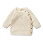 Knitted Pointelle Kimono Cardigan - Ecru
