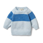 Knitted Stripe Jumper - Bluebell Fleck