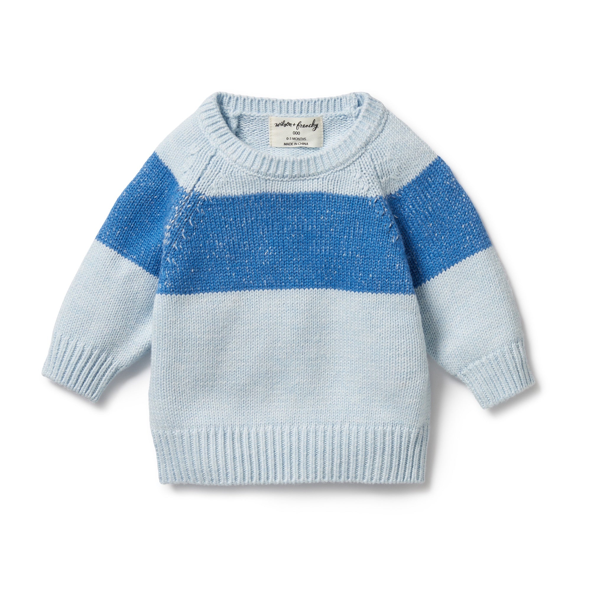 Knitted Stripe Jumper - Bluebell Fleck