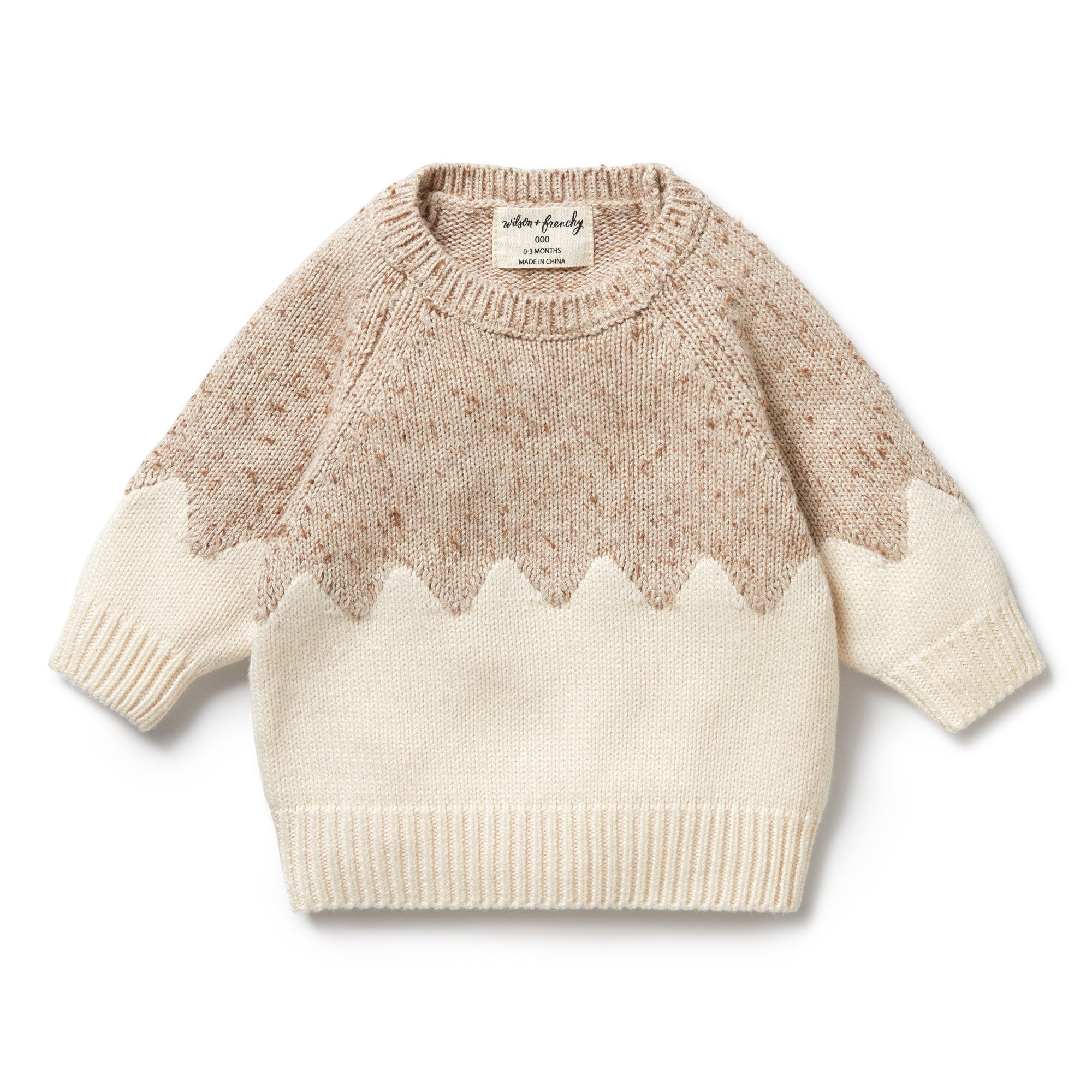 Knitted Jacquard Jumper - Almond Fleck