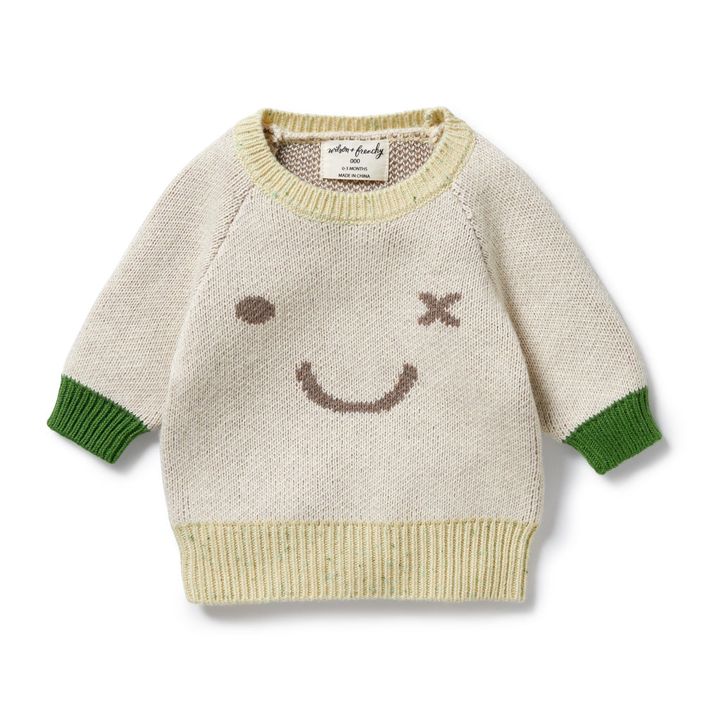 Knitted Just Smile Jumper - Almond