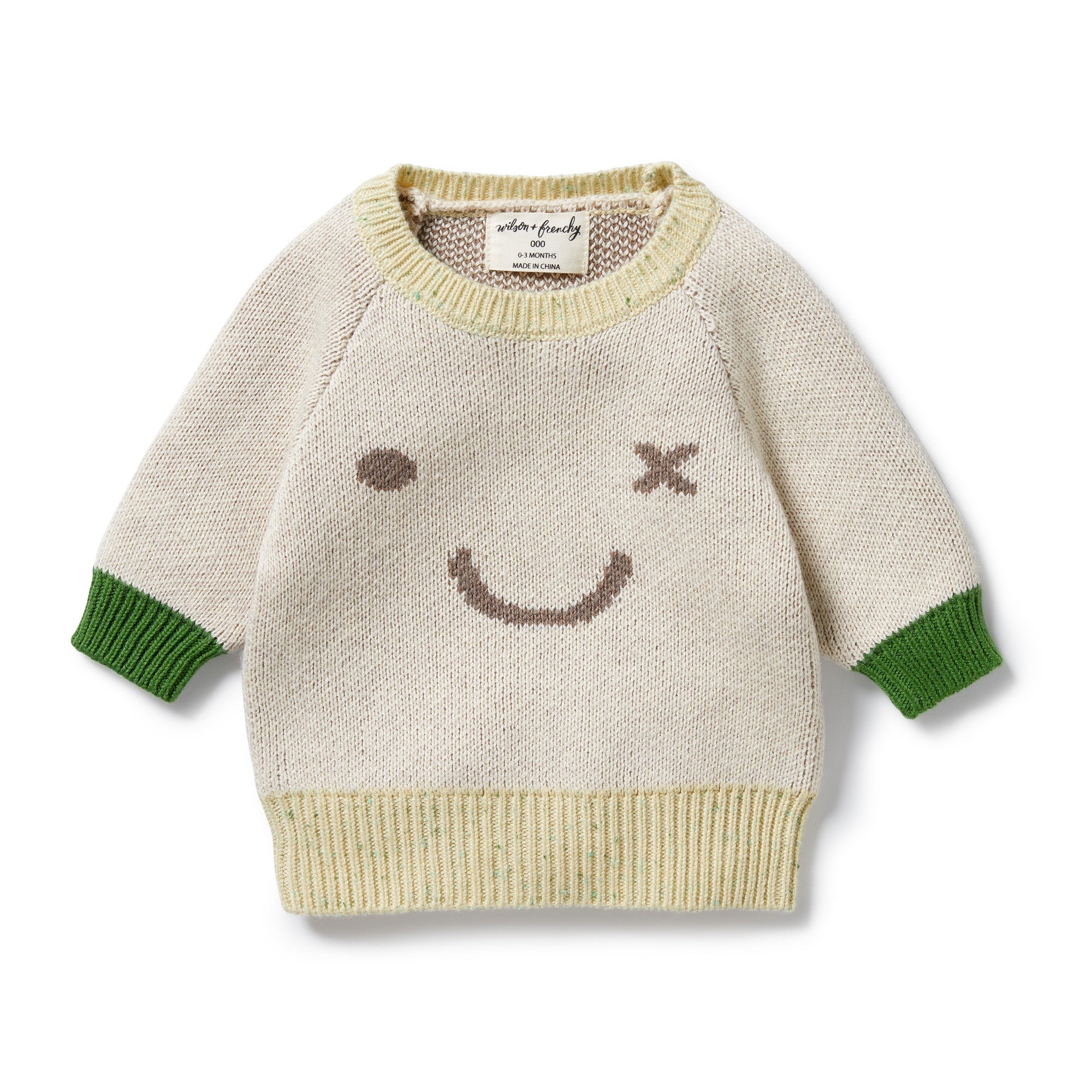 Knitted Just Smile Jumper - Almond