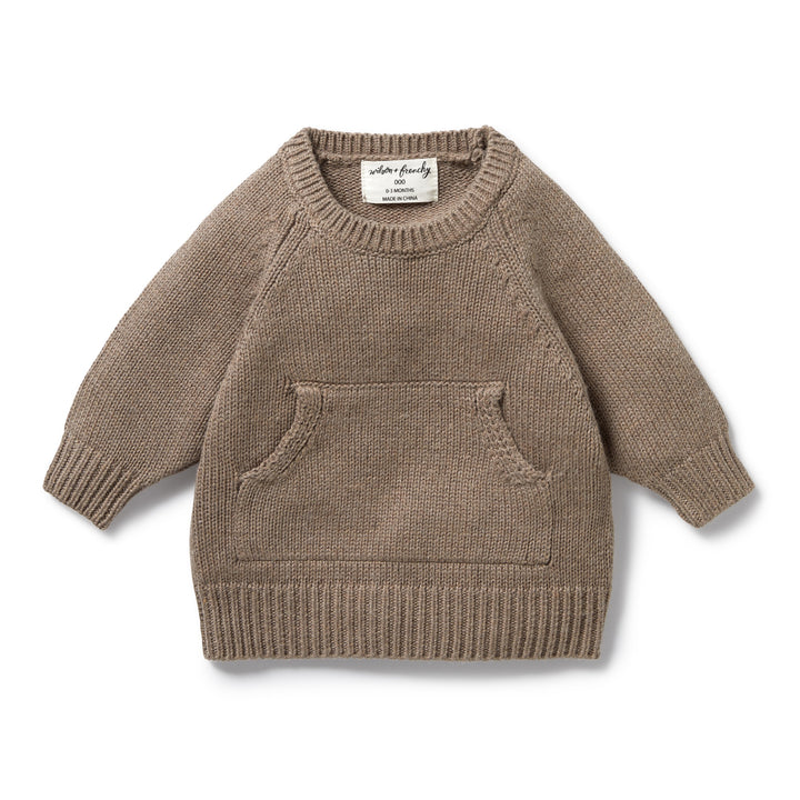 Wilson and Frenchy Knitted Pocket Jumper - Walnut