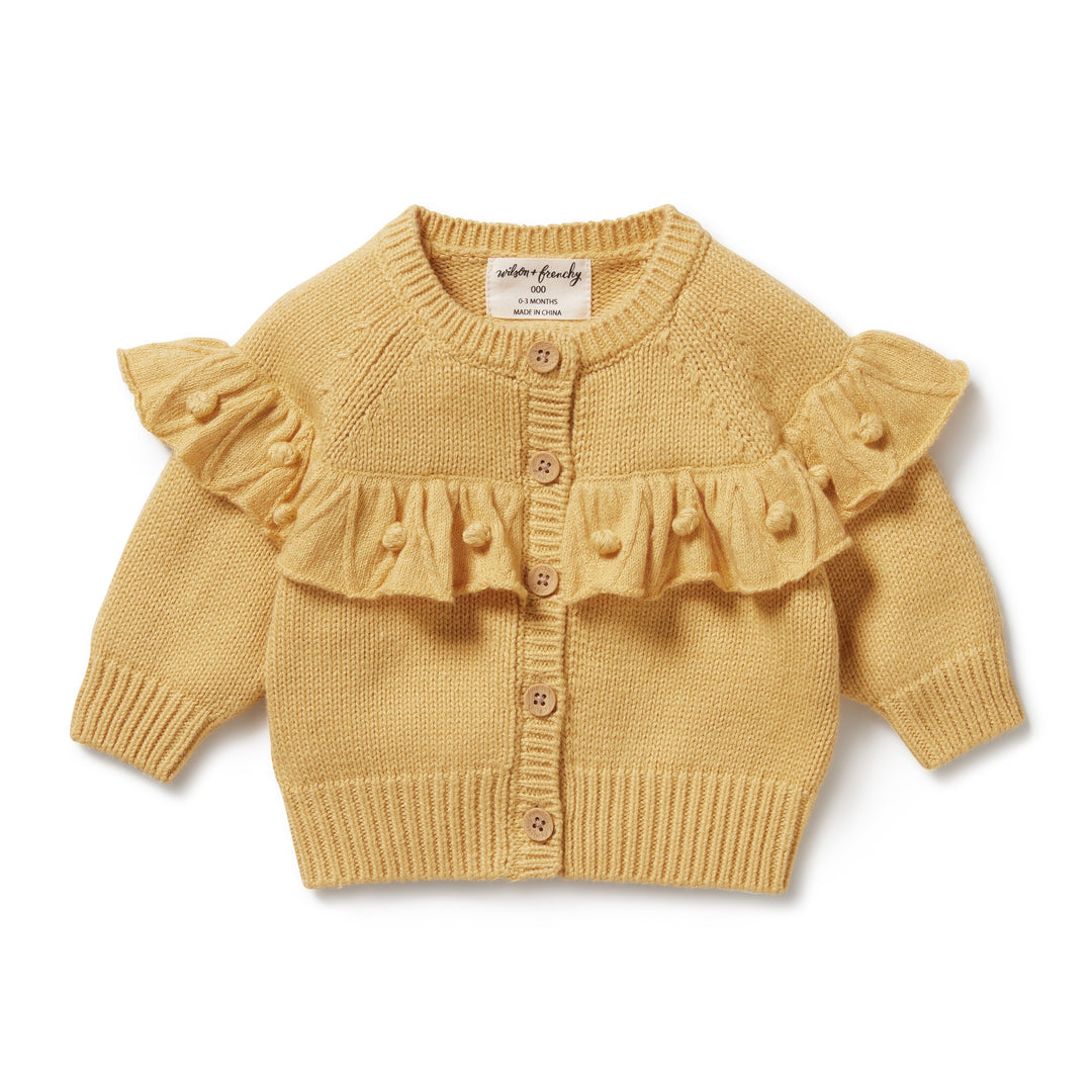 Wilson and Frenchy Knitted Ruffle Cardigan - Dijon