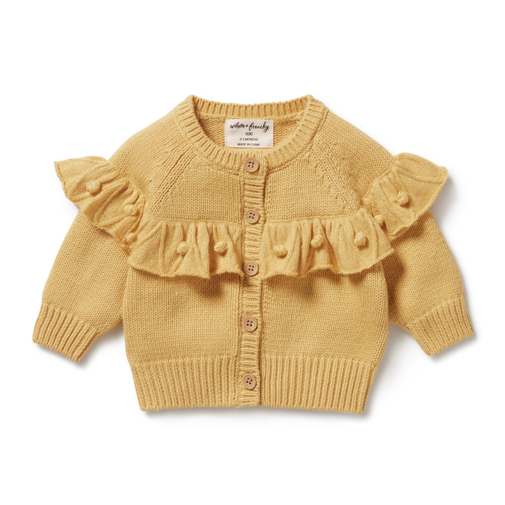Knitted Ruffle Cardigan - Dijon