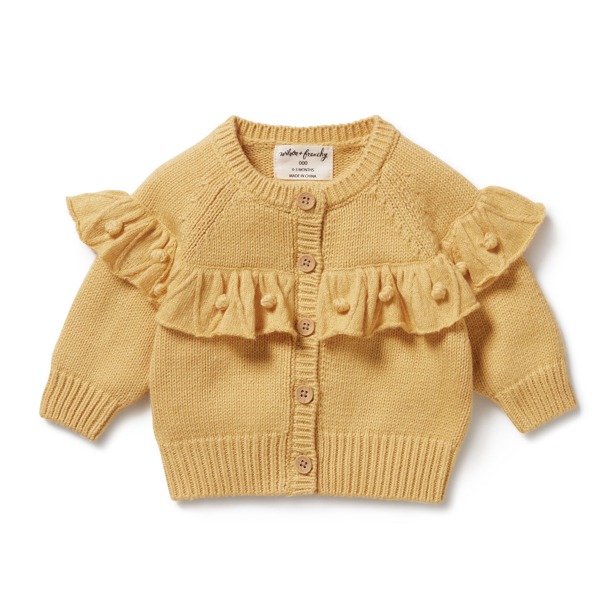 Knitted Ruffle Cardigan - Dijon