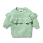 Knitted Ruffle Jumper - Mint Green