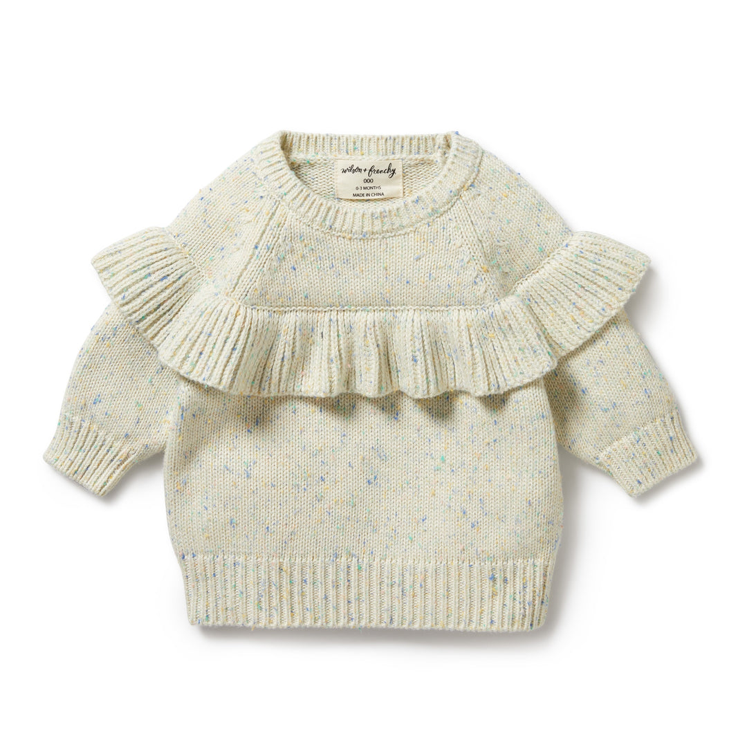 Wilson and Frenchy Knitted Ruffle Jumper - Dew Fleck