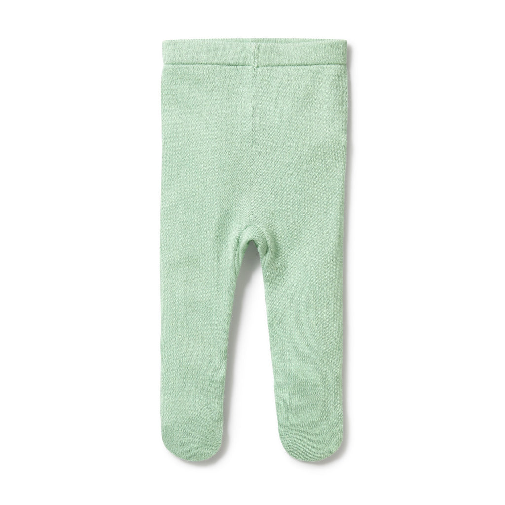 Knitted Legging with Feet - Mint Green