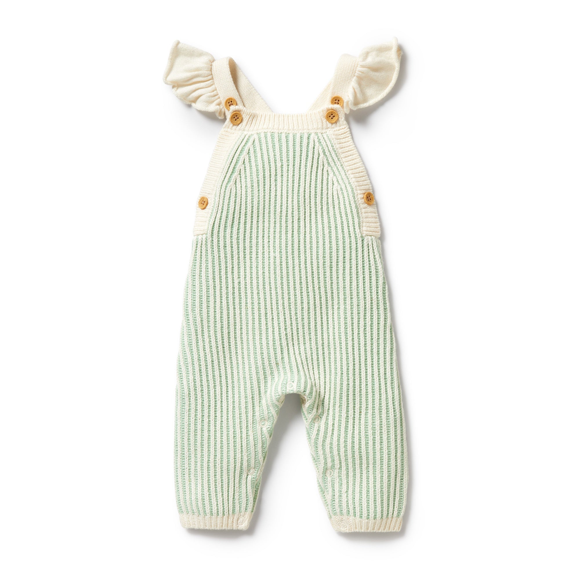 Knitted Ruffle Overall - Mint Green