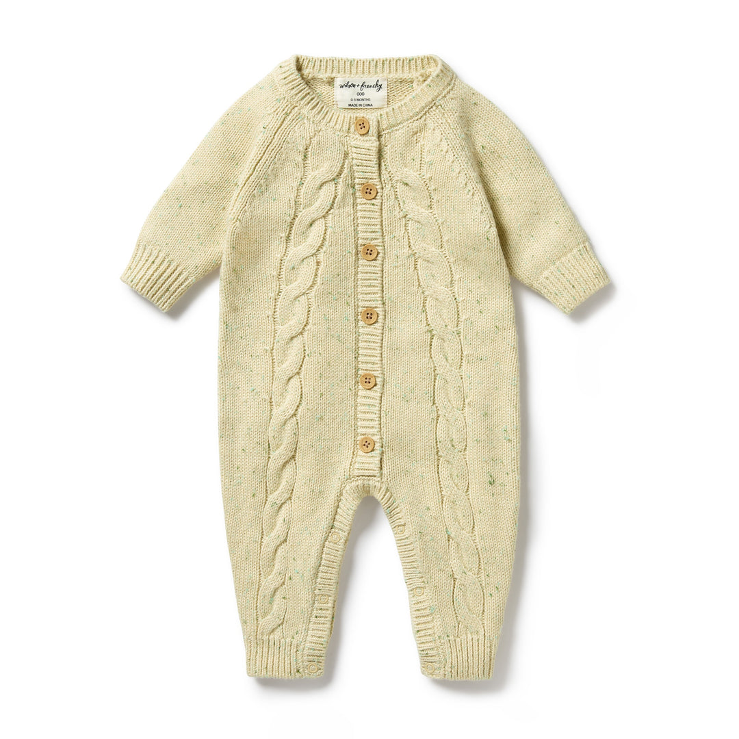 Wilson and Frenchy Knitted Cable Growsuit - Cactus Fleck