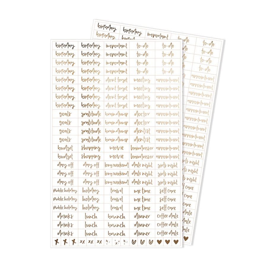 Word Stickers | Essentials Set | 2 Sheets