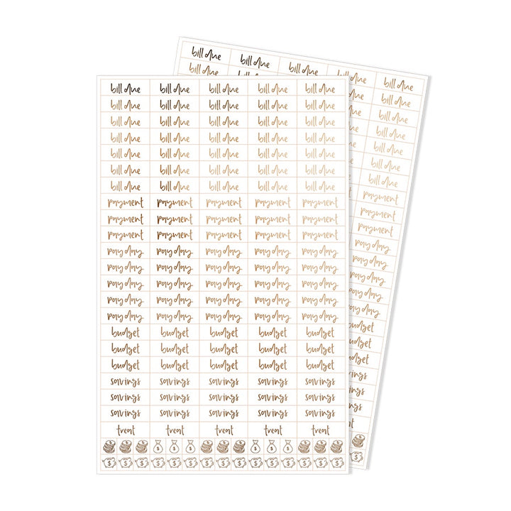 Emma Kate Co. Extra Word Stickers | Budgeting Basics | 2 Sheets