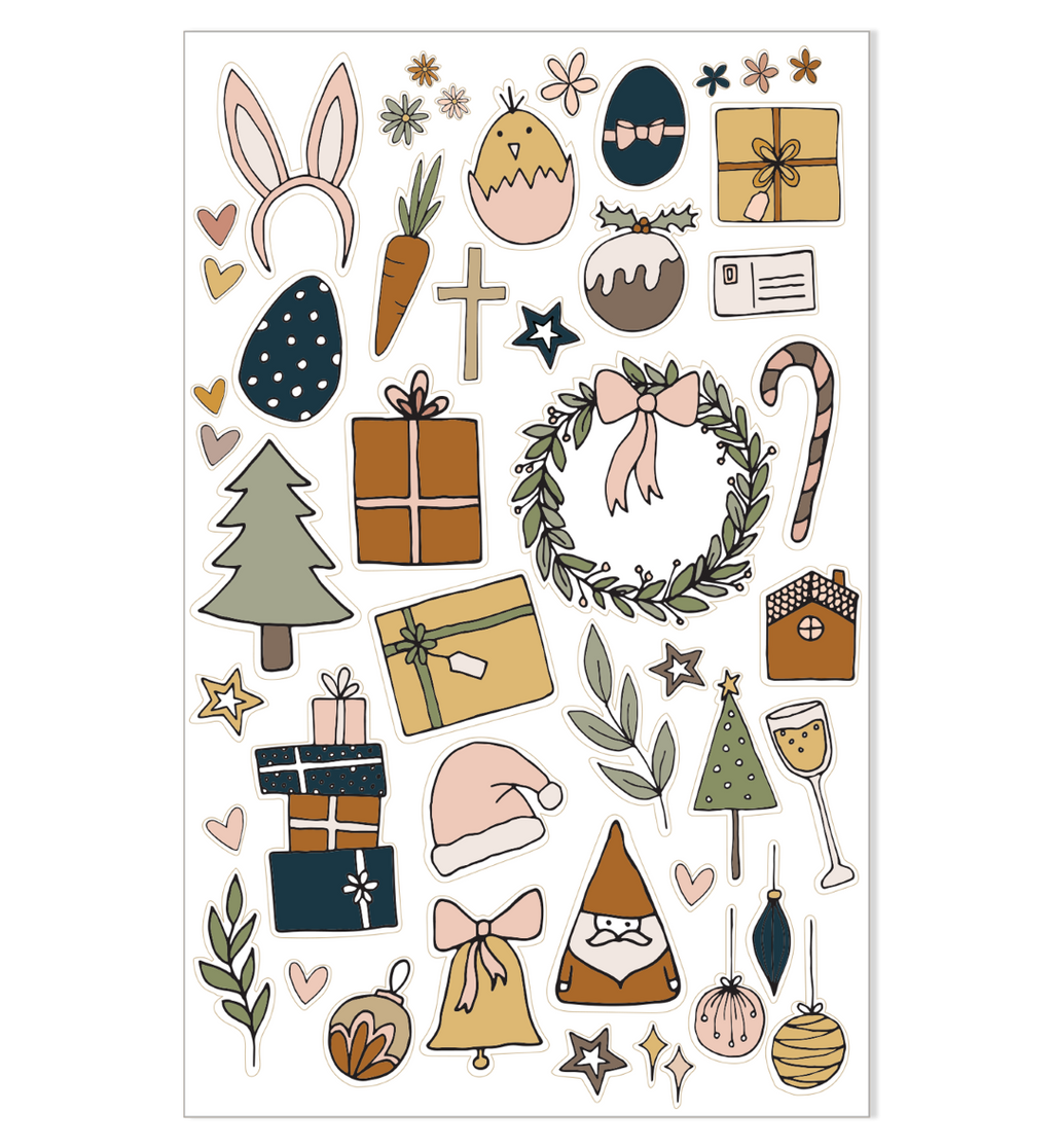 Illustrated Stickers Set | Celebrations |2 Sheets