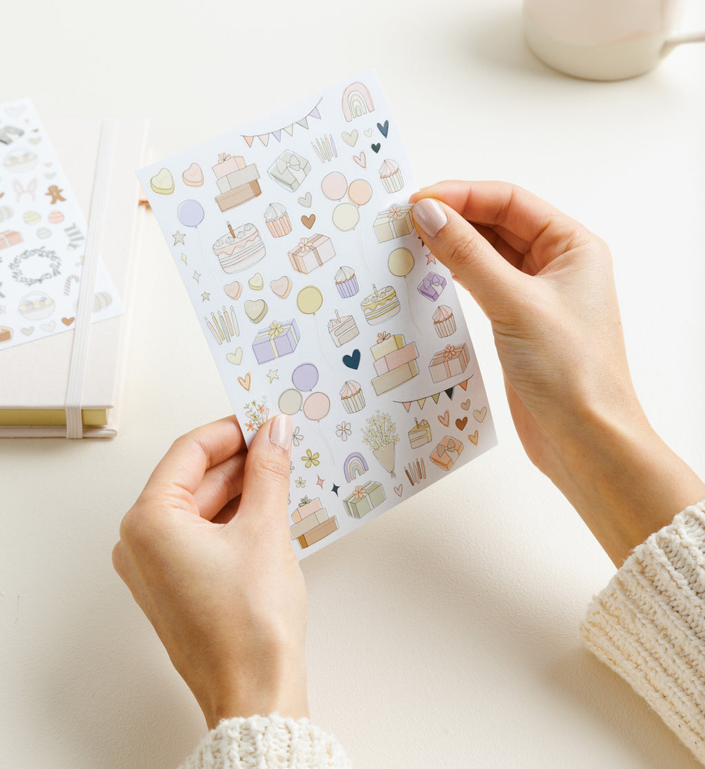 Illustrated Stickers Set | Celebrations + Holidays | 2 Sheets
