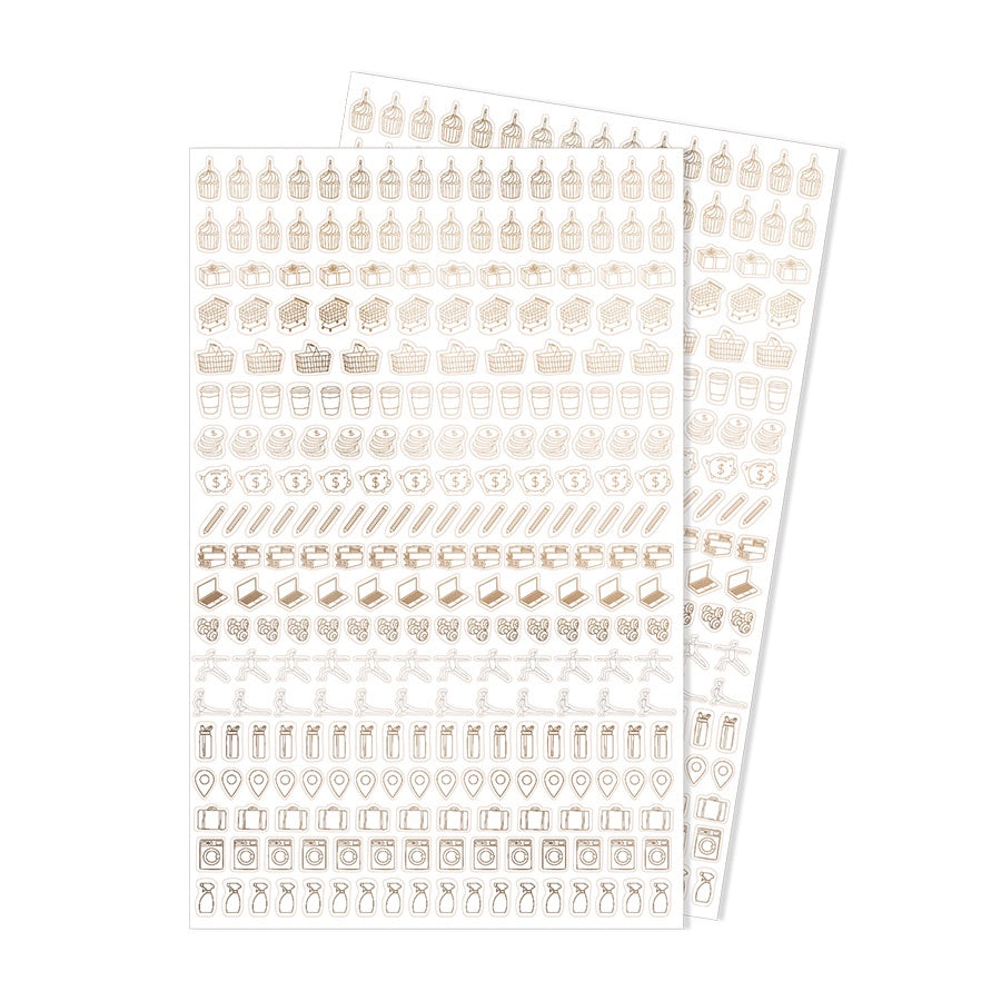 Illustrated Stickers Set | Icons | 2 Sheets