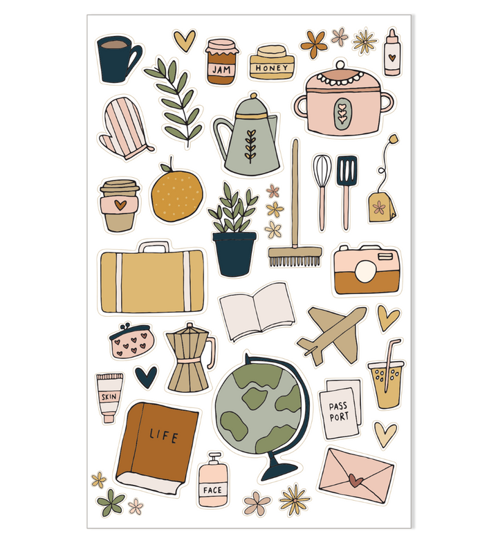 Emma Kate Co. Illustrated Stickers Set | Lifestyle | 4 Sheets