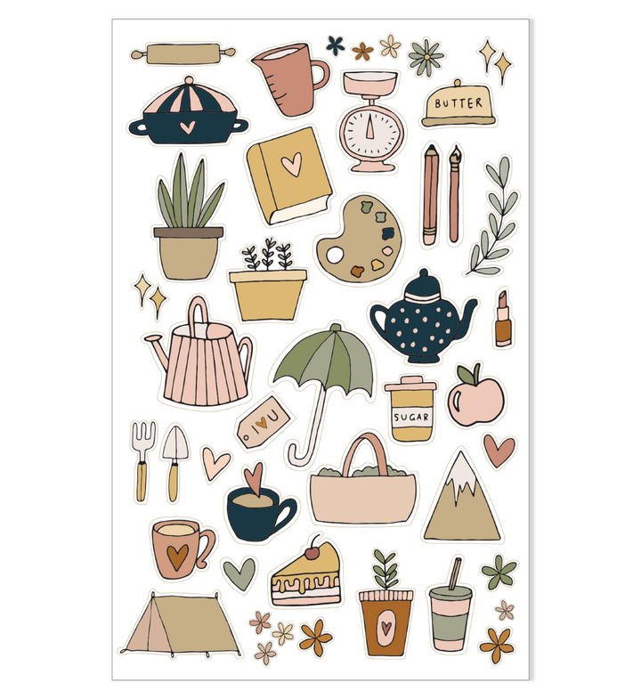 Emma Kate Co. Illustrated Stickers Set | Lifestyle | 4 Sheets