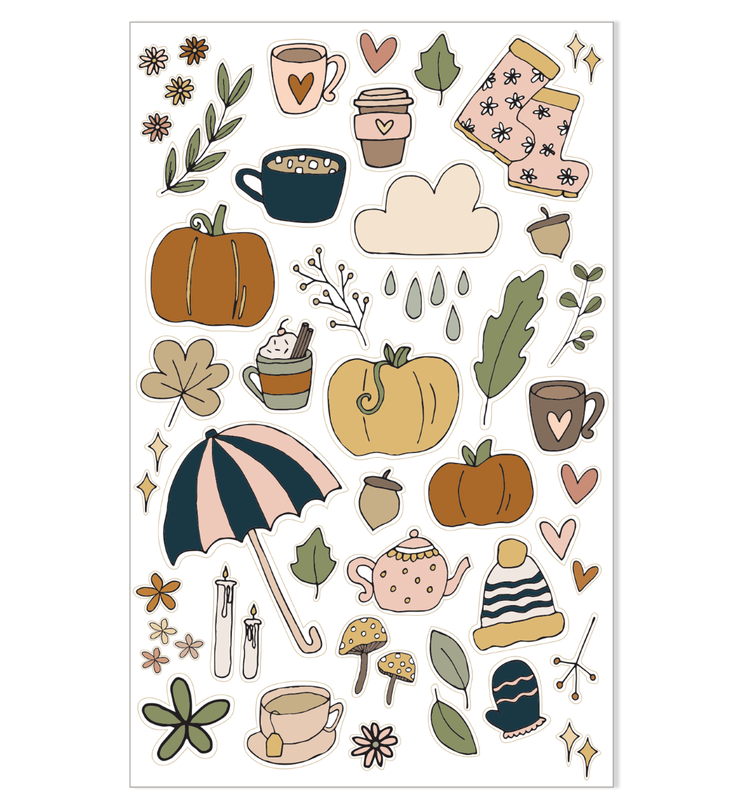 Emma Kate Co. Illustrated Stickers Set | Seasons | 2 Sheets
