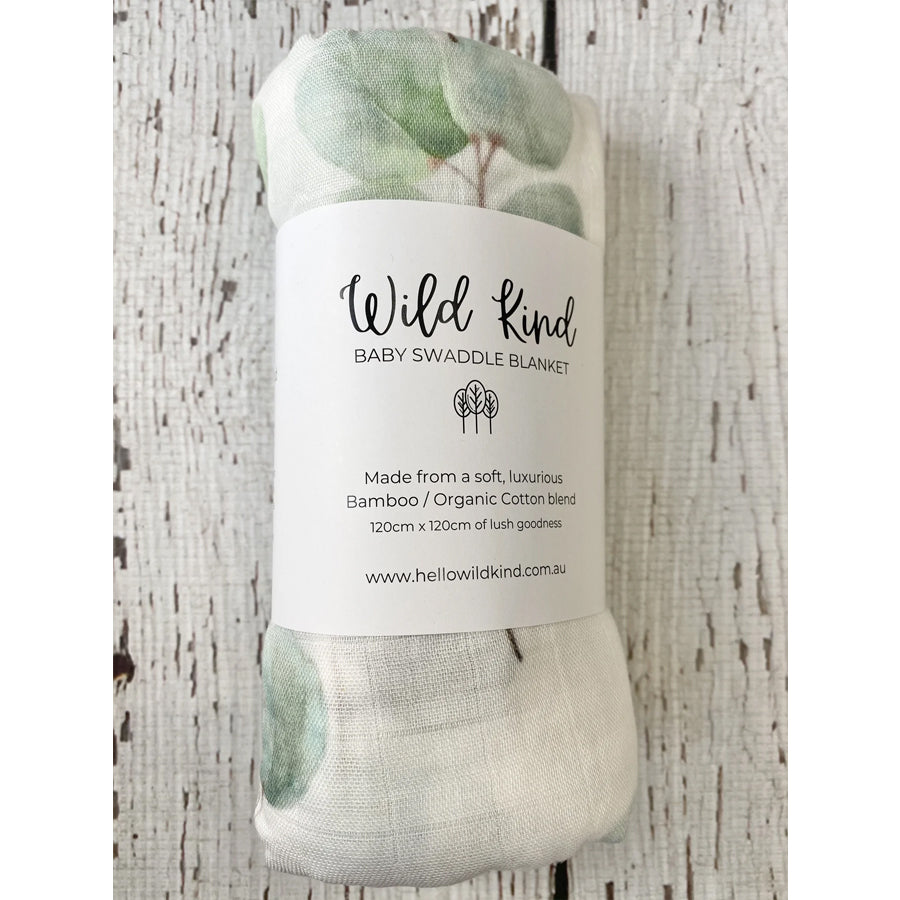 Baby Organic Cotton x Bamboo Swaddle - Sage Leaves