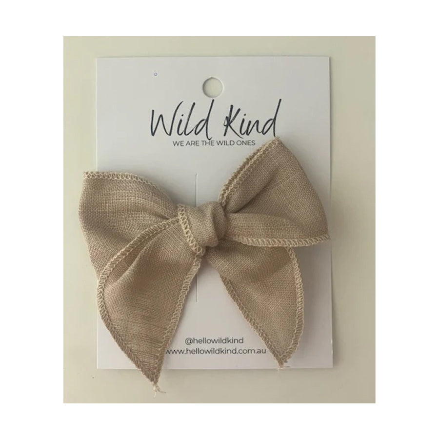 Poppy Bow Clip - Oatmeal